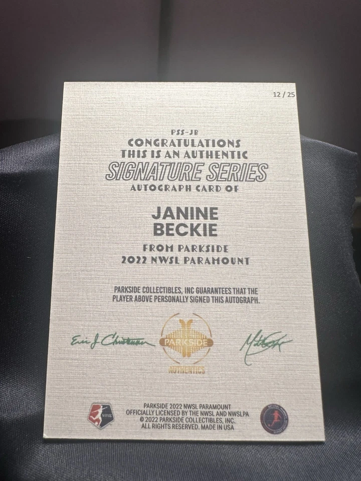 2022 Parkside NWSL Paramount Janine Beckie Signature Series Auto /25 Portland - Image 2 of 4