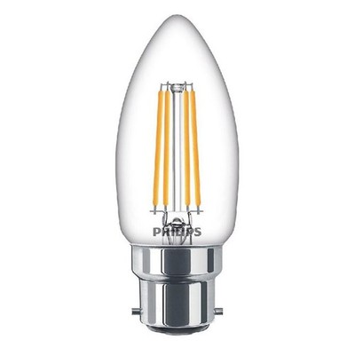 Philips LED Filament Lampe Kerze 4,3W = 40W B22d klar 470lm warmweiß 2700K