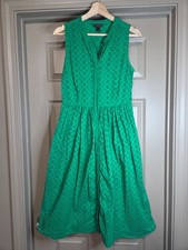 J. Crew Kelly Green Eyelet Sleeveless Cotton Shirt Dress Womens Size 6