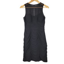 Eliza J Black Ruched Mesh Neckline Sleeveless Cocktail Party Dress Size 4