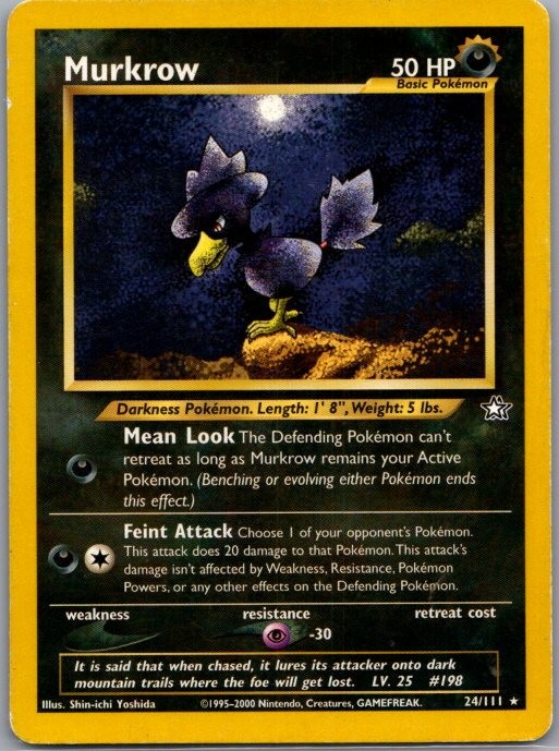 Murkrow 24/111 Rare Neo Genesis Pokemon Unlimited Lightly Played