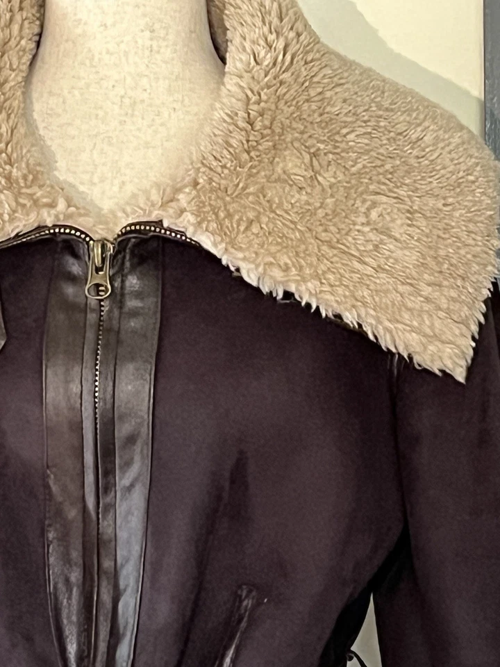 Chaqueta Abrigo Largo Hawke & Co Imitación Gamuza Cuero Oveja Mediana - ¡Steampunk! Foto 3 de 4