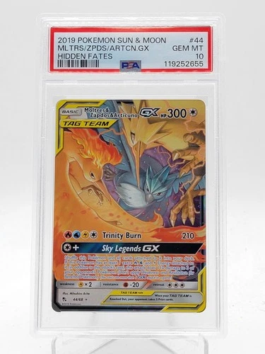 MOLTRES ZAPDOS ARTICUNO GX 2019 POKEMON HIDDEN FATES #44 TAG TEAM PSA 10 Q0895