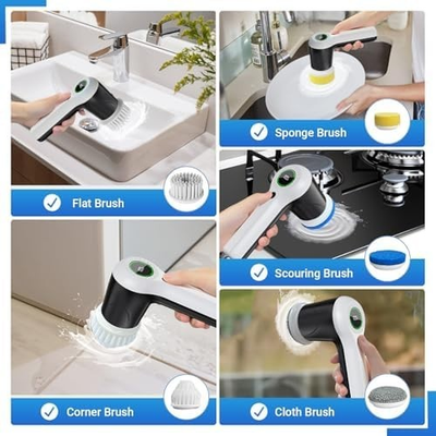 #ad PUFTEM Electric Spin Scrubber – Cordless Bathroom Cleaner with 6 Brush Heads $35.99