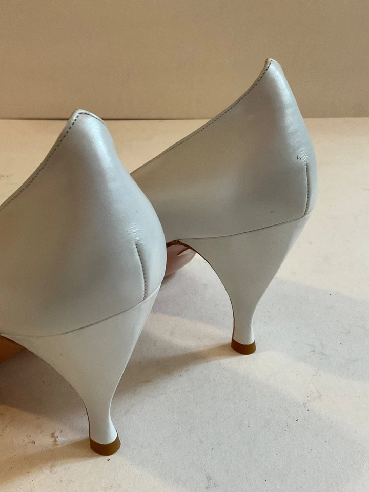 Escarpins En Cuir et tulle blanc - Stuart Weitzman- des années 80- 40,5 - Photo 2/4