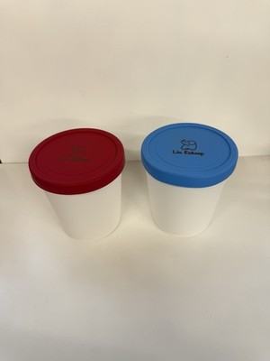 2er Set Eiscreme Aufbewahrungsbehälter mit Deckel Rot & Blau Wiederverwendbar Gefrierbehälter