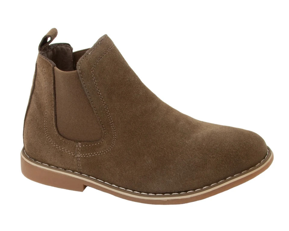 CHATTERBOX BOYS KHAKI CHELSEA DEALER BOOTS REAL SUEDE LEATHER ANKLE BOOTS KIDS UK SIZE 10-2