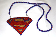 Native American Beadwork REVERABLE SUPERMAN NECKLACE - See Pictures