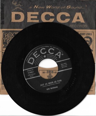 Bob Beckham: ''Just As Much As Ever'' / ''Your Sweet Love'' - EX '59 - plays well!