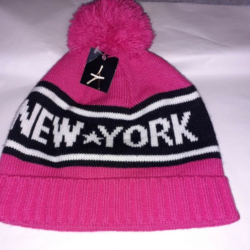 PRIMARK NEW YORK BEANIE HAT PINK WARM 
