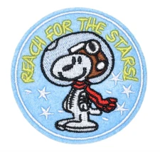 SNOOPY - "REACH FOR THE STARS" - PEANUTS ASTRONAUT - Embroidered Iron-On Patch