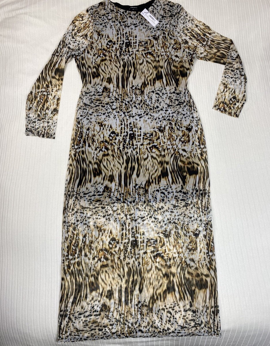 NWT Karen Millen Plus Size Snake Print Mesh Jersey Maxi Dress SIZE