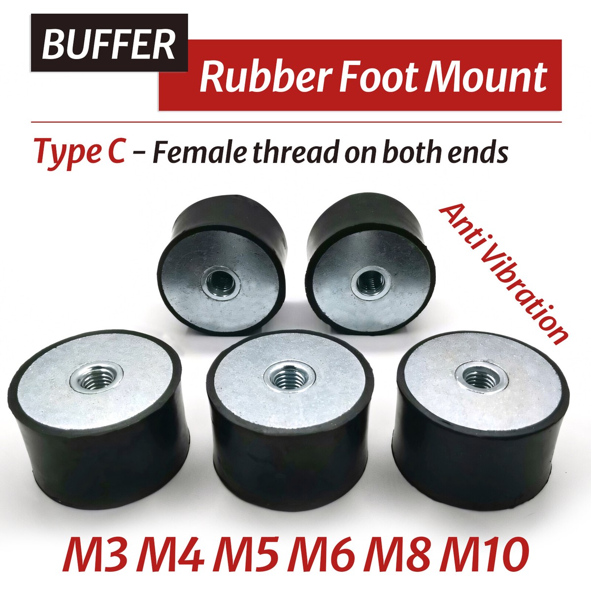 female vibration mount Anti-Vibration Mount - Male - Female Bobbin Range, M8, Max Load 30Kg