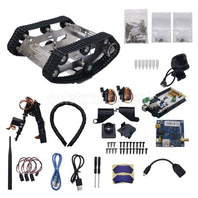 WIFI Robot Tank Kit Unfinished Smart Robotic Car Kit + A1 Robot Arm