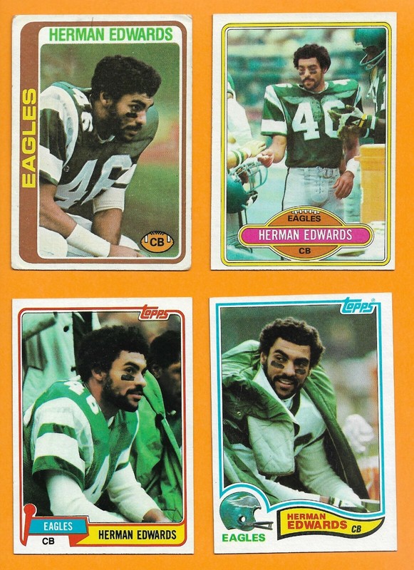 Herm Edwards 4 card Topps lot w/ ROOKIE 1978 - 1982 Philadelphia Eagles / ASU