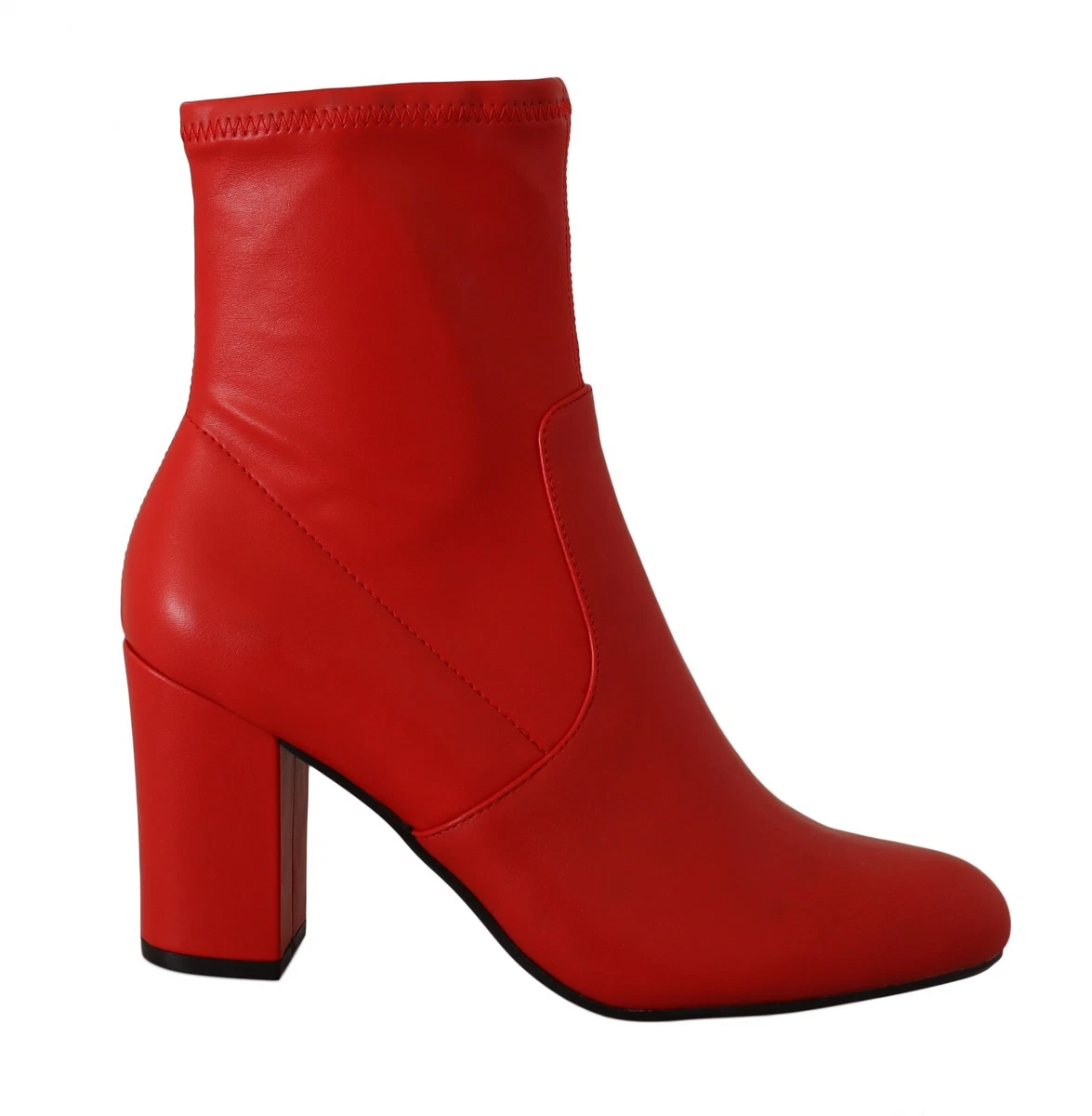 Red leather flat boots top
