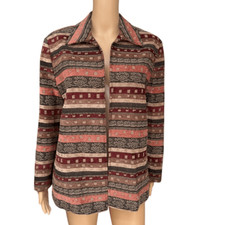 Alfred Dunner Women s Open Front Blazer Tapestry Brown Collared Size 14