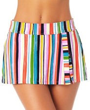 Anne Cole 300819 Women's Painted Stripe Side-Slit Swim Skirt Size XS