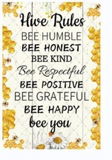 Hive Rules Bee Humble Bee Honest Tin Metal Signs Home D cor 8x12