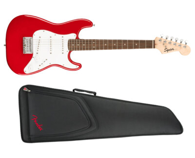 Squier Mini Strat - Dakota Red + Fender FEMS-610 Mini Strat Gig Bag