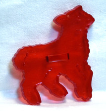 HRM Vintage Red Plastic Cookie Cutter - Prancing Lamb Spring Easter Farm Sheep
