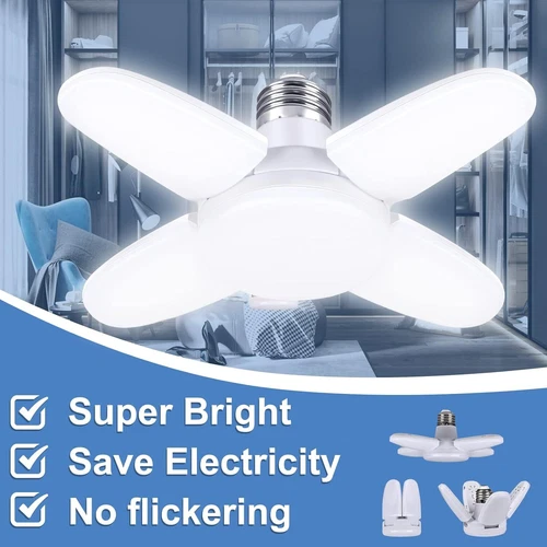 3 PCS LED Garage Light Bulb Deformable Ceiling Fixture Lights E27 Workshop Lamp - Bild 2 von 12