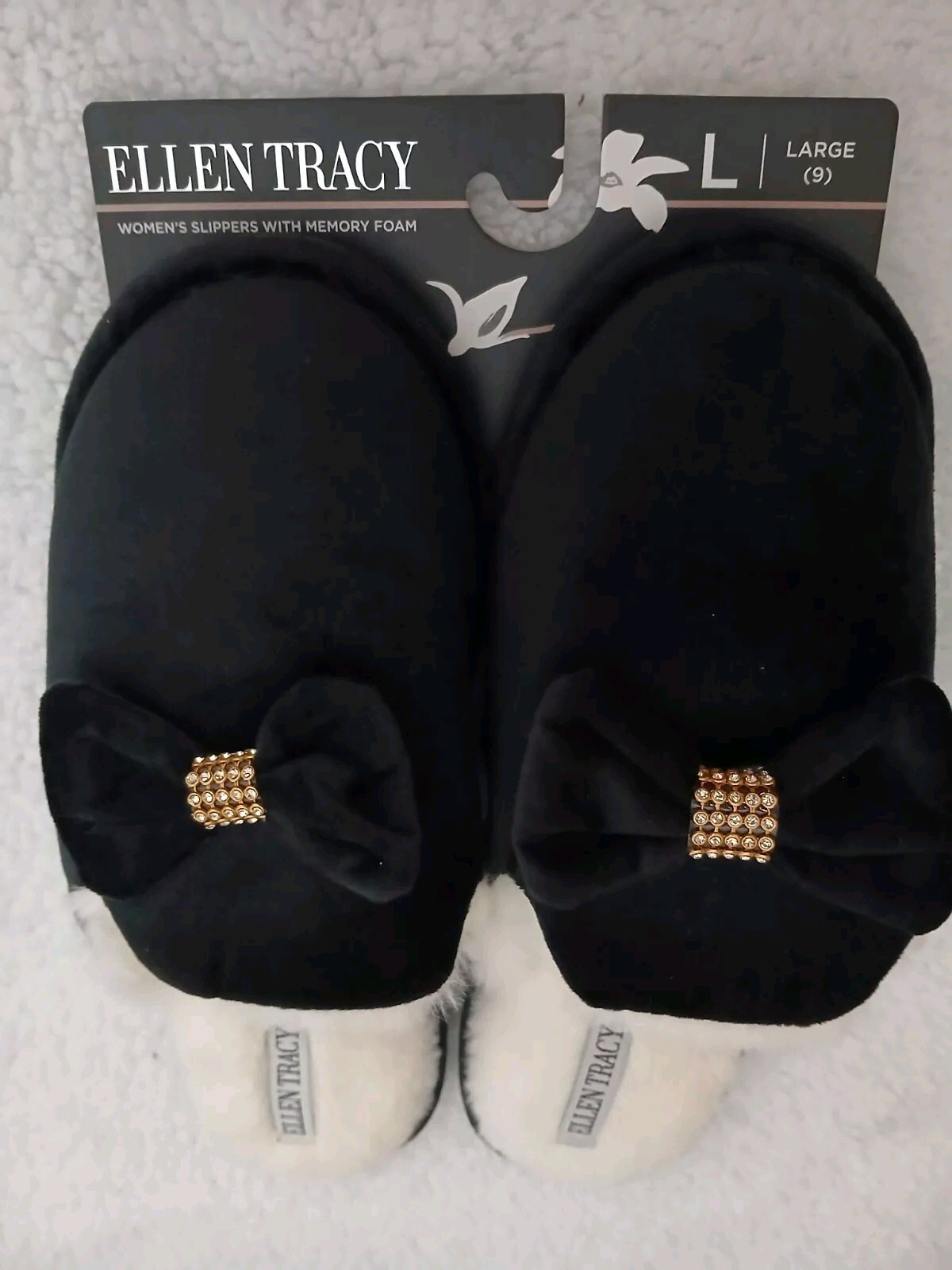 PANTOFOLA D’ORO Pantofole nere in memory foam taglia 9 grandi Ellen Tracy