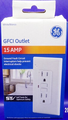 GE GFCI Outlet 15 amp-120vac Max-20A Protection Does Not Include Wall Plate