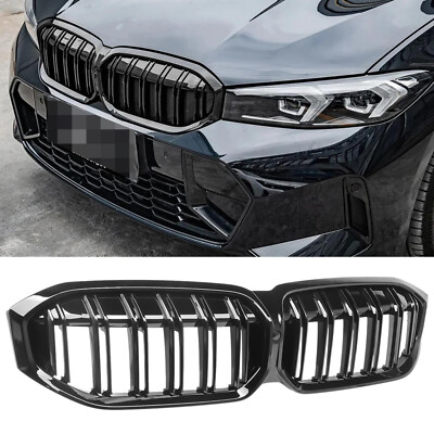 Passt für Den BMW 3 G20 G21 LCI Nieren Glanz Schwarz Doppelsteg Grill Ziergitter