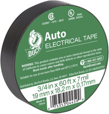 Duck Brand 282289 Auto Electrical Tape, 3/4-Inch by 60 Feet, Single Roll, Black