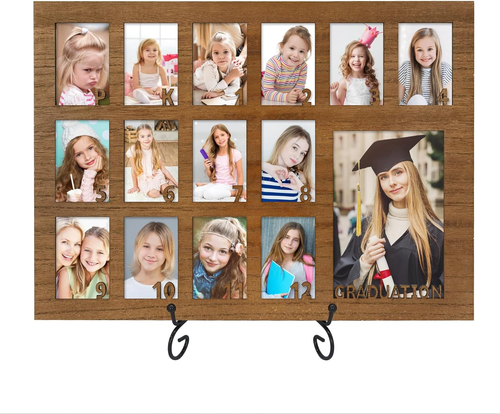 School Years Picture Frame Pre K to 12 Wooden Graduation Gift Collage Frame with - Picture 11 of 12
