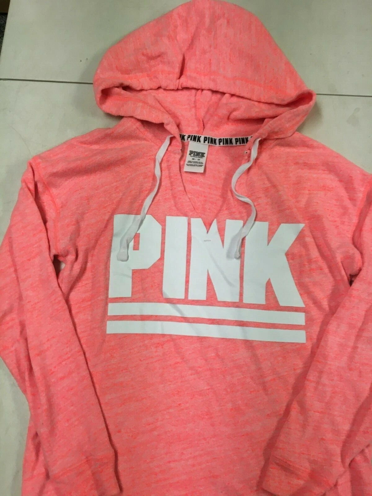 UNDERCOVER VICTORIAS SECRET PINK STORE SPLIT NECK TUNIC HOODIE SWEATER SZ XS