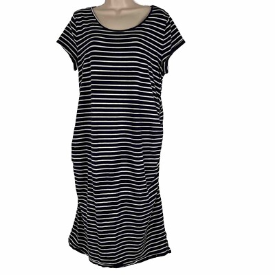 Ingrid & Isabel Maternity Dress Women's XXL Short Sleeve Ruched Blue Striped