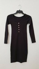 New Dress Size Small XS Body Con Ribbed Black Basic Buttons