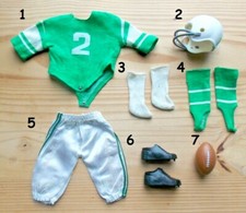 1965 JOHNNY HERO 13" rosko FOOTBALL figure EAGLES JETS Helmet Shirt Pants Shoes