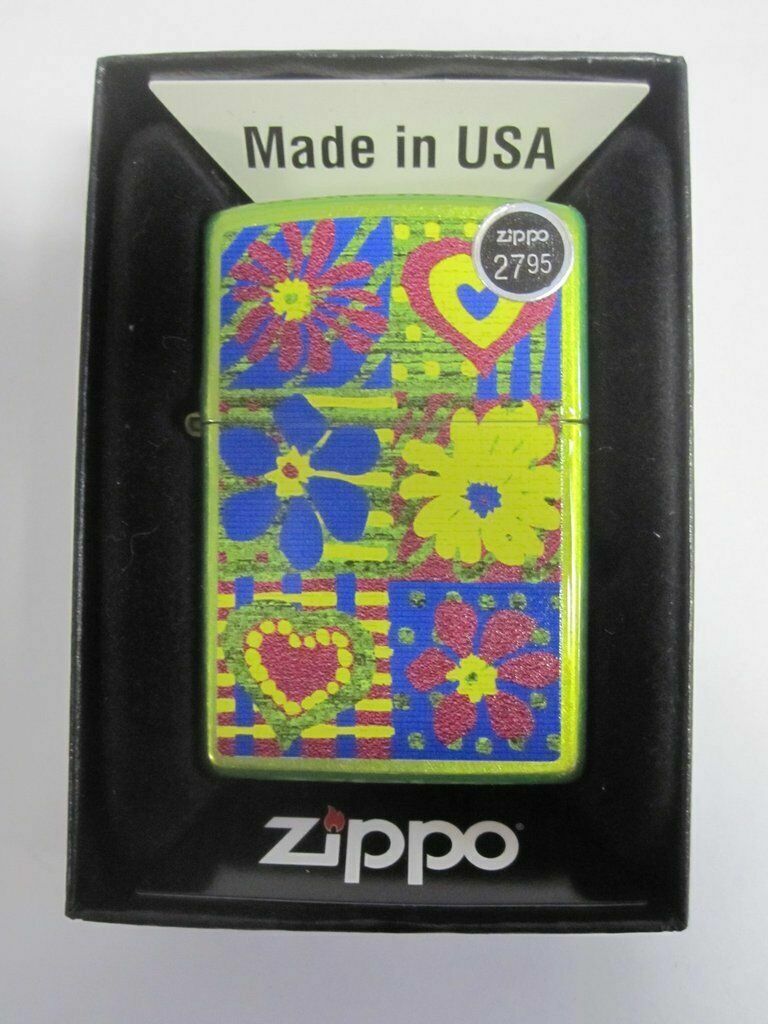 Vintage Retired Unstruck Zippo - Funky Flowers 28057