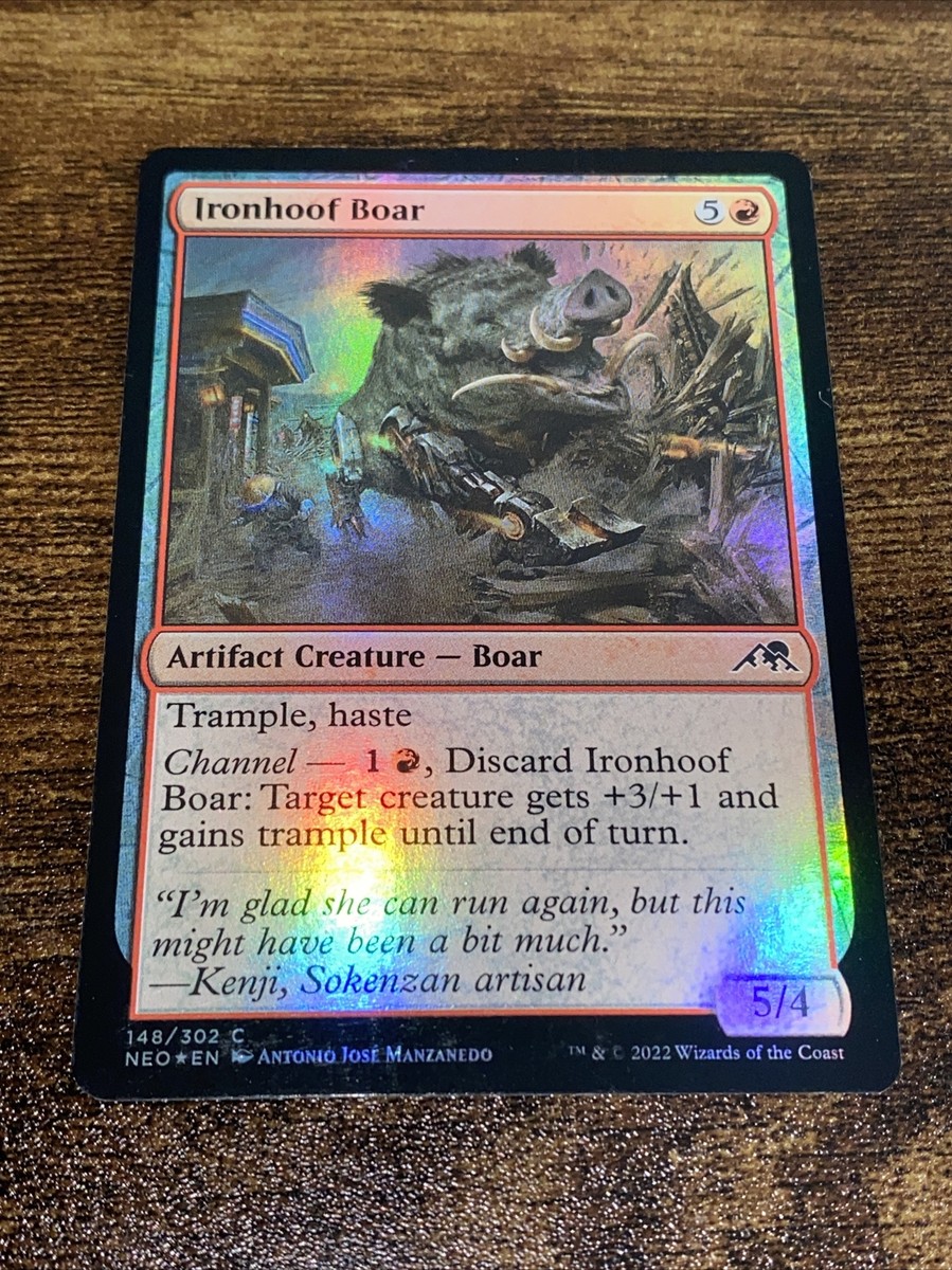 ironhoof boar mtg card Magic: the Gathering - - Strap from the Iron Clogs Trample Whenever Ilharg Ironhoof Boar #148 Precios |