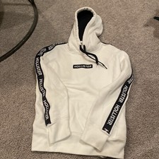 Hollister Men's Pullover Hoodie White Size XXS