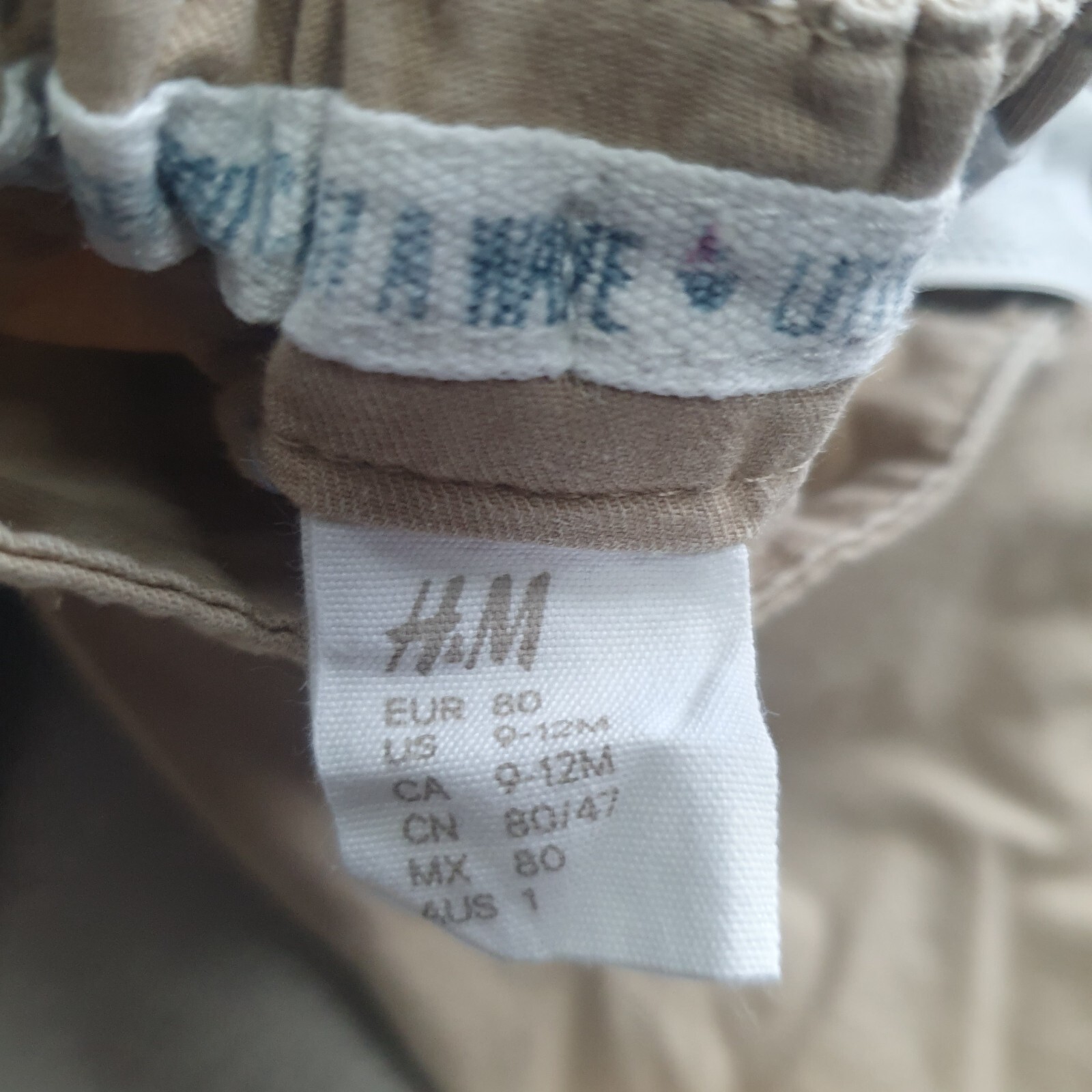 H&M Baby Boys Cream Chino Style Trousers 9-12 Months Used Free UK Delivery image 5