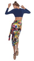 Norma Kamali Crewneck Long Sleeve Crop Top Blueberry Blue Basic Shirt Small S Norma Kamali Crewneck Long Sleeve Crop Top Blueberry Blue Basic Shirt Small S