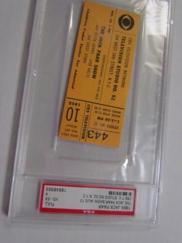 Biglietto Studio CBS Jack Parr Show 1955 Certificato PSA Incapsulato - Foto 2 di 3