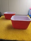 Lot of 2 Vintage Pyrex 501B 1 1/2 Cup Primary Red Refrigerator Dish No Lids