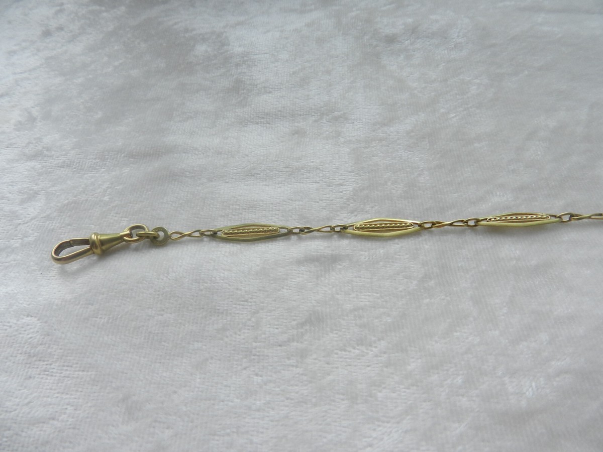 Chaine De Montre à Gousset Plaqué Or Début 1900 - Style Art Nouveau, Occasion