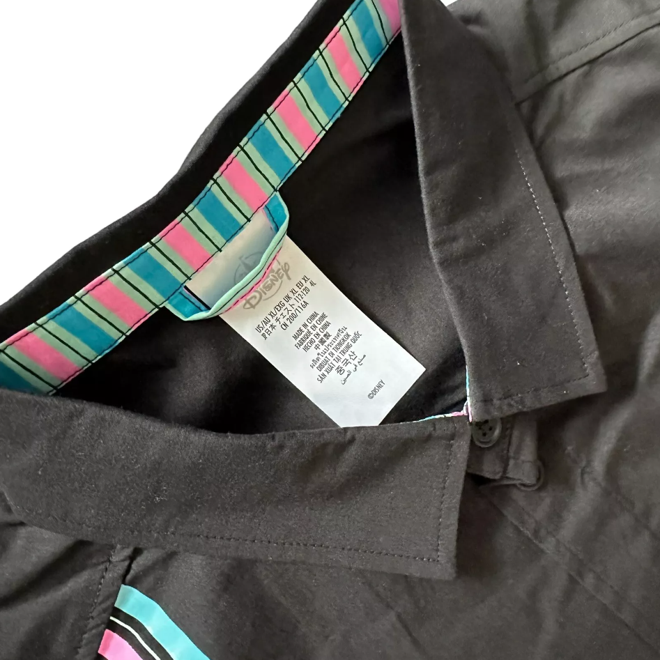 NEW Disney Shirt Adult XL Black Blue The Haunted Mansion Button Up Mens