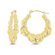 High Polished Multiple Heart Round Hoop Earrings REAL 14K Yellow Gold