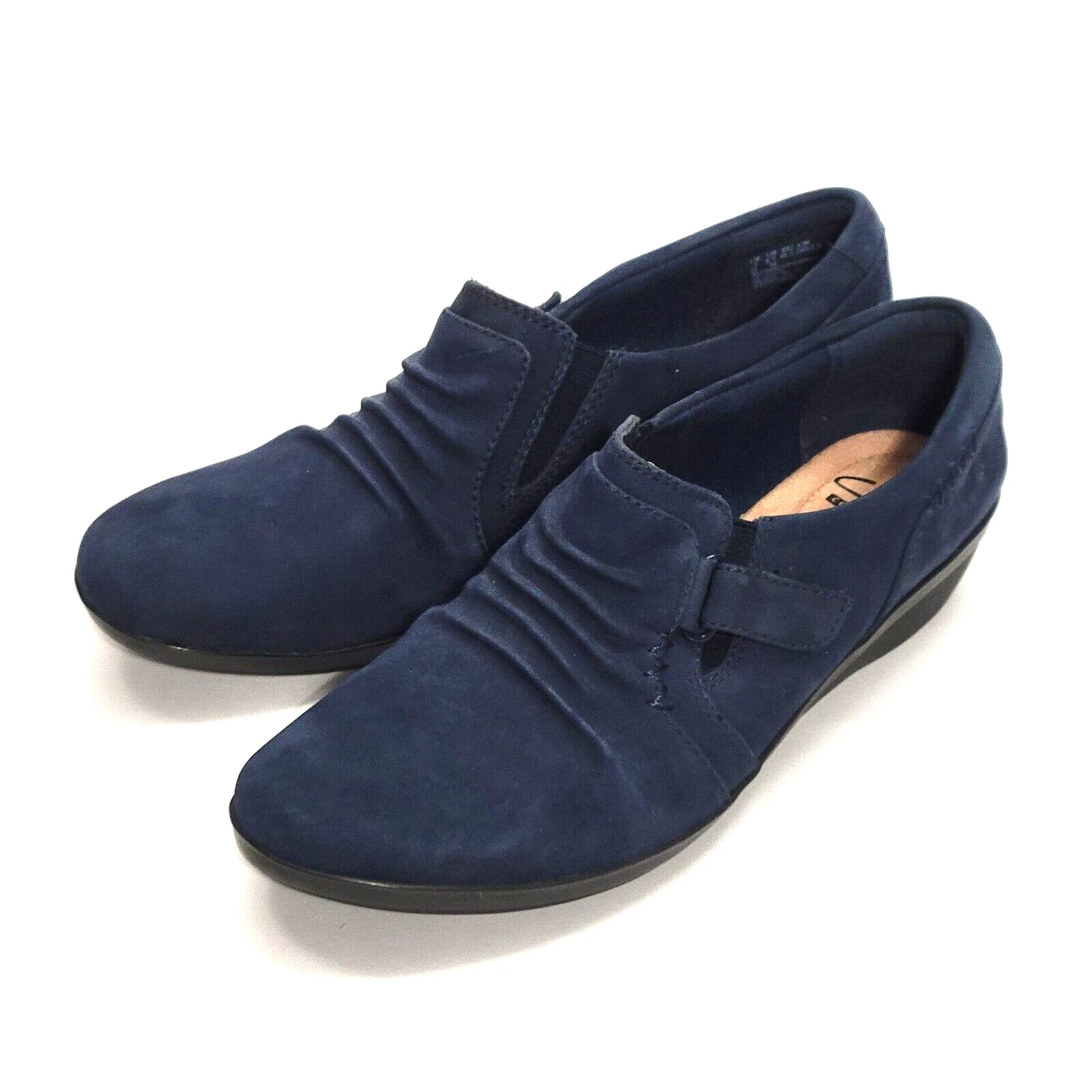 Mocassini slip on donna in pelle scamosciata Clarks Collection taglia 8 5 M blu
