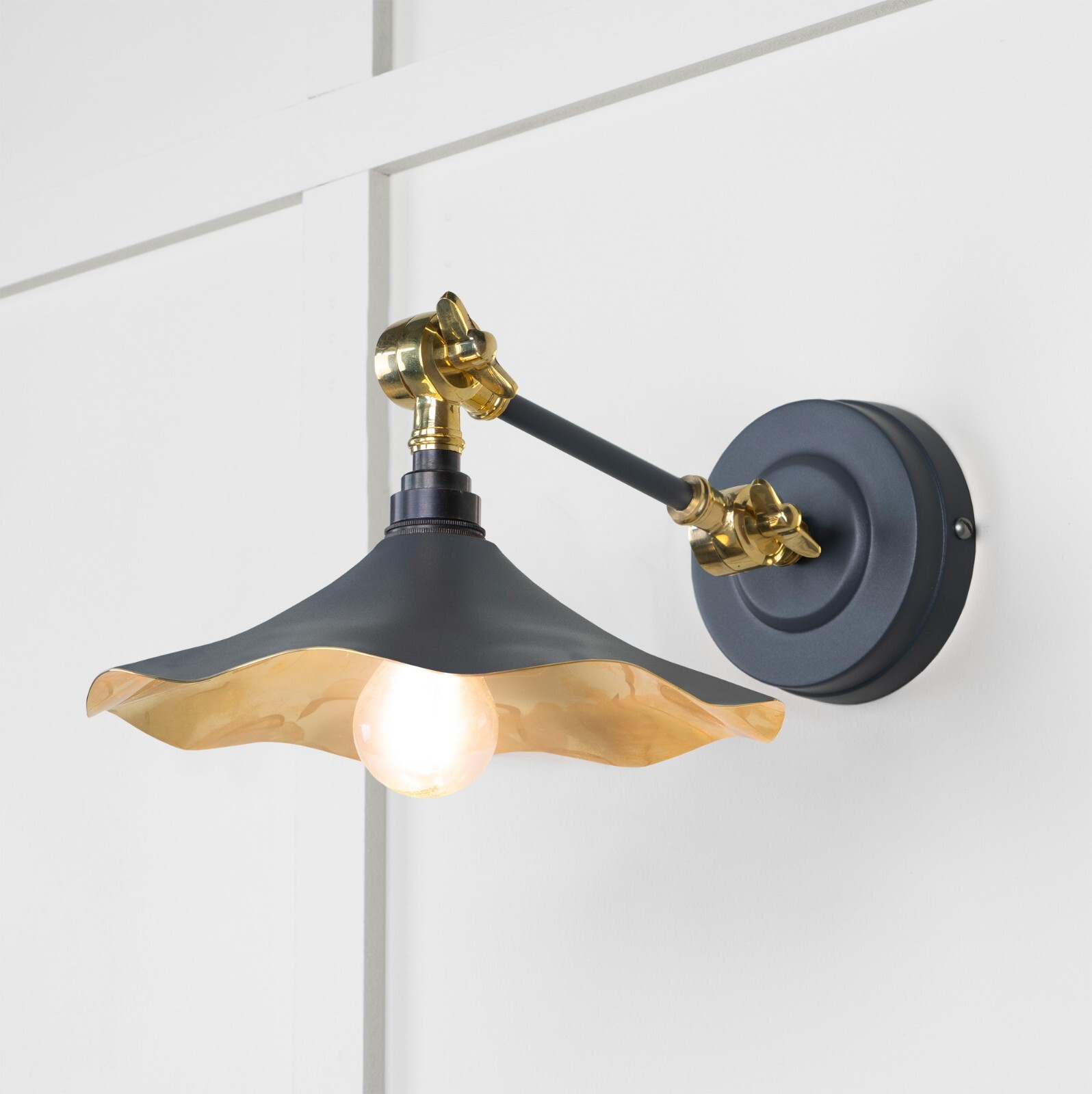 From The Anvil 49725SSL Smooth Brass Flora Wall Light in Slate