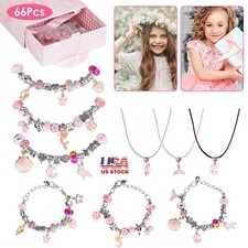 66Pcs Charm Bracelet Making Kit Kids' Jewelry Necklace Making Kits Colorful DIY