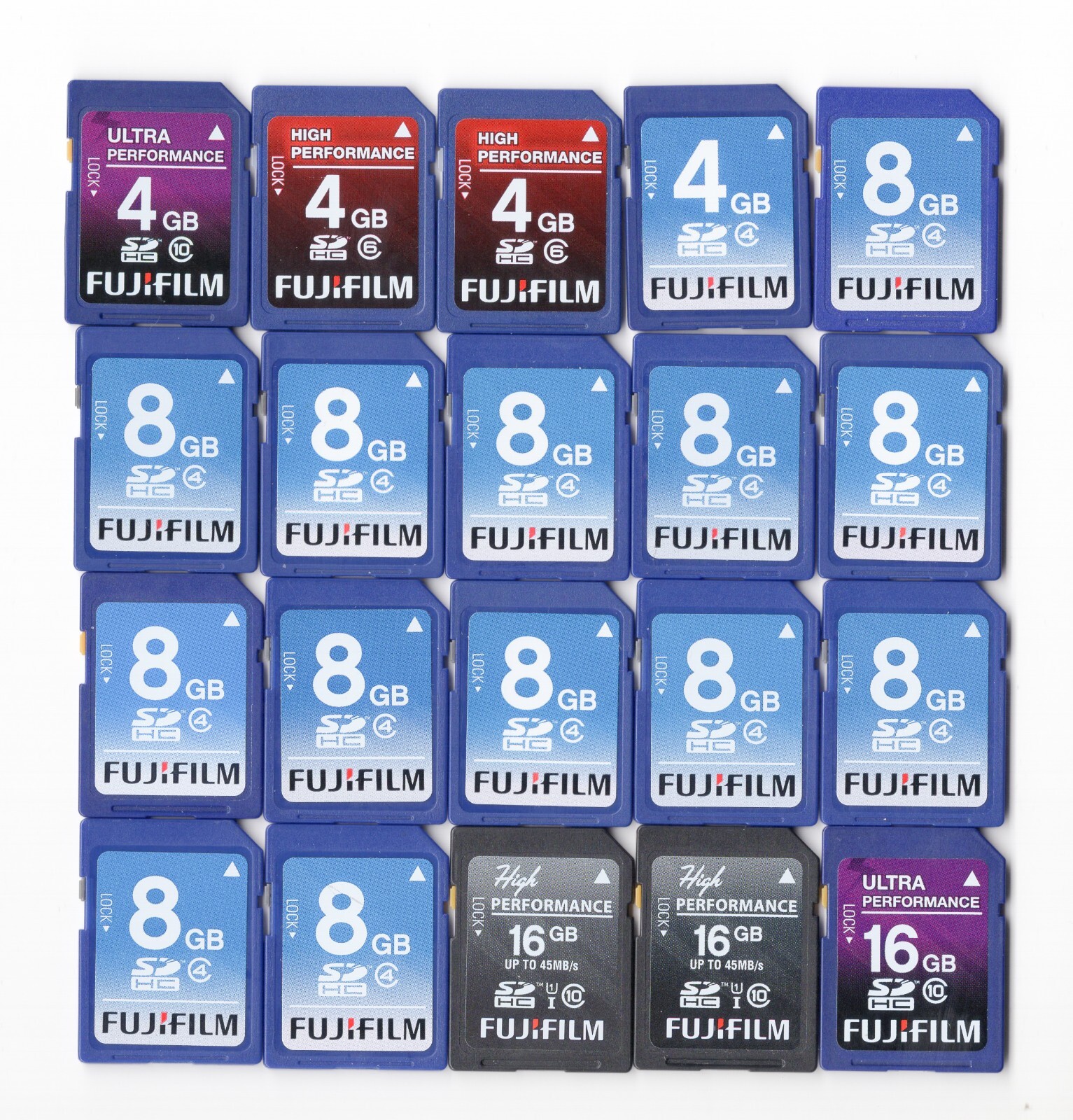 Lot Of 20x Fujifilm 4GB / 8GB / 16GB SDHC Camera Memory Cards