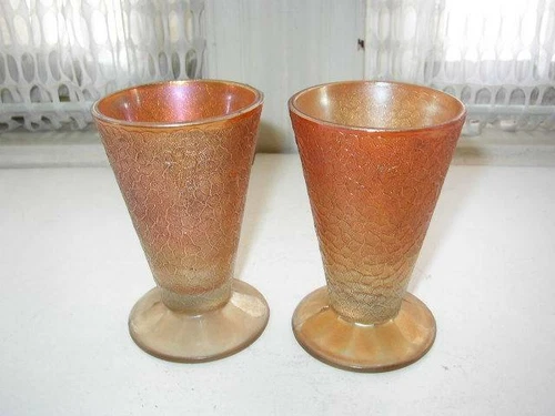 Vintage 2-pc set Carnival Glass for Juice or Sundae
